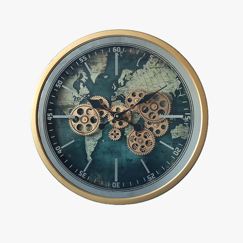 Vintage Steampunk World Map Wall Clock