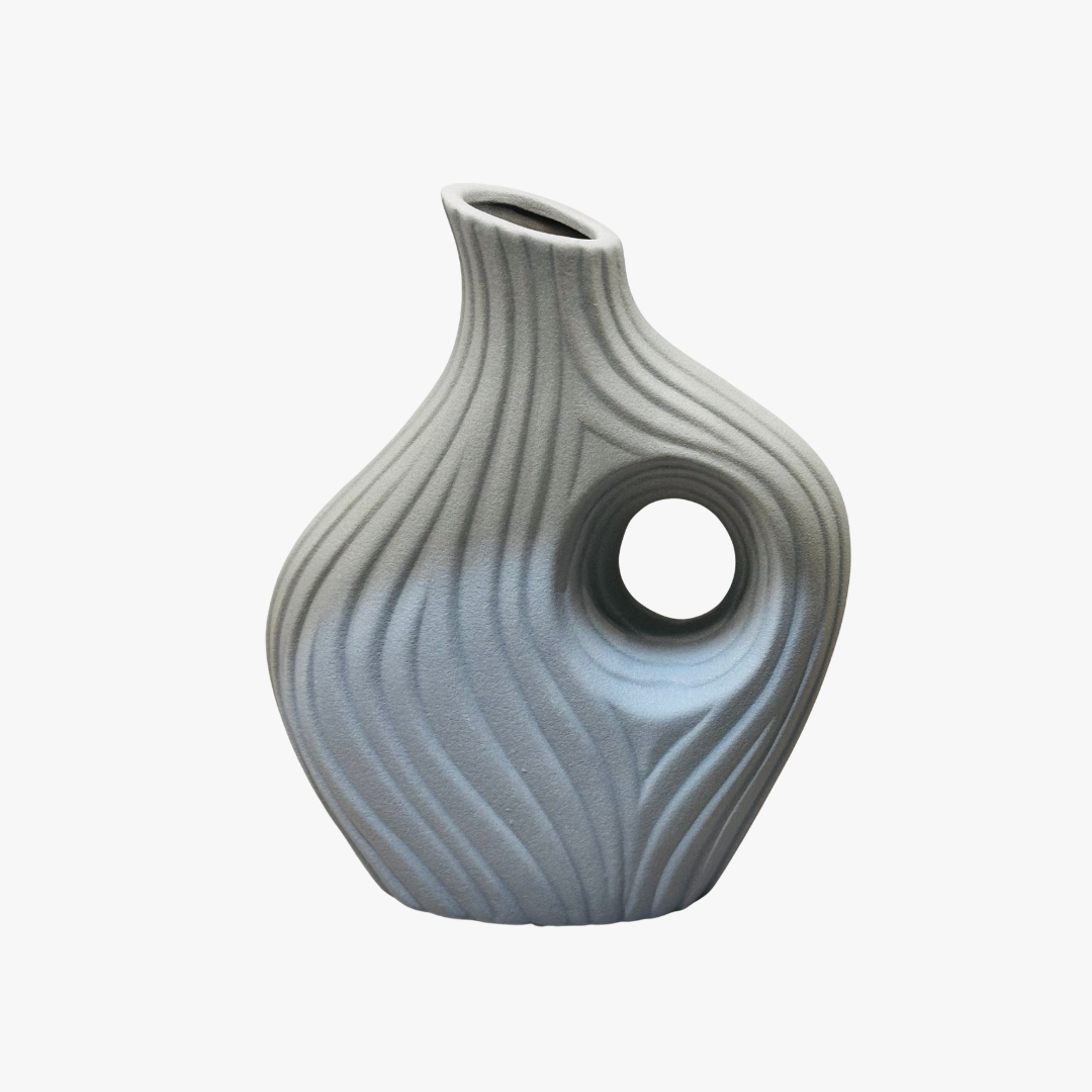 Modern Grey Abstract Cutout Vase