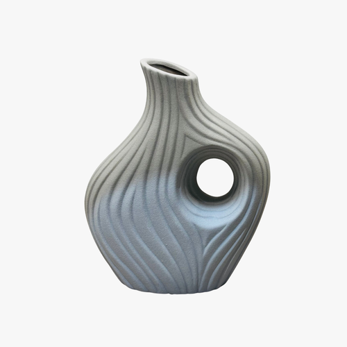 Modern Grey Abstract Cutout Vase