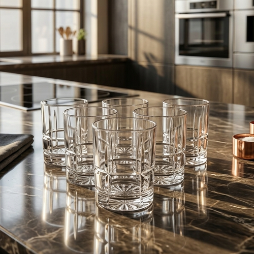 Elegant Grid Glasses Set of 6