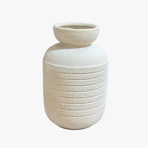 Minimalist Fluted Barrel Resin Vase