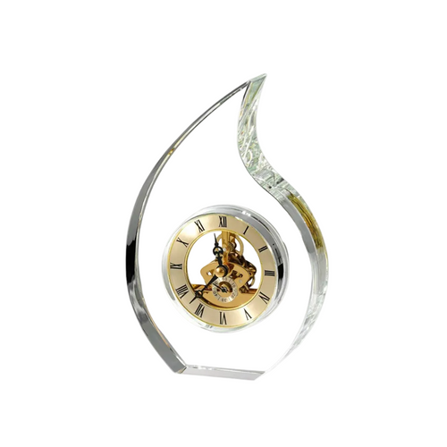 Elegant Leaf Shaped Crystal Glass Clock