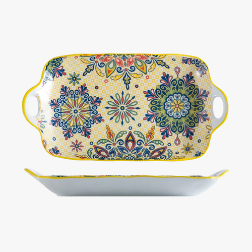 Elegant Rectangular Serving Tray with Handles 13 Inch
