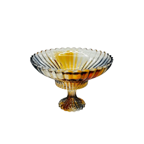 Elegant Amber Crystal Glass Rotational Bowl