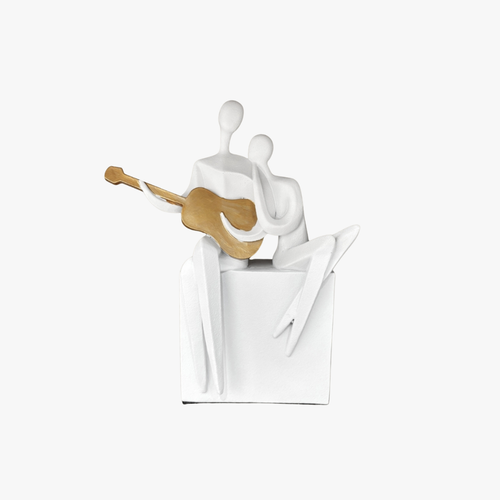 Melody of Love Ceramic Couple Figurine with Gold Guitar