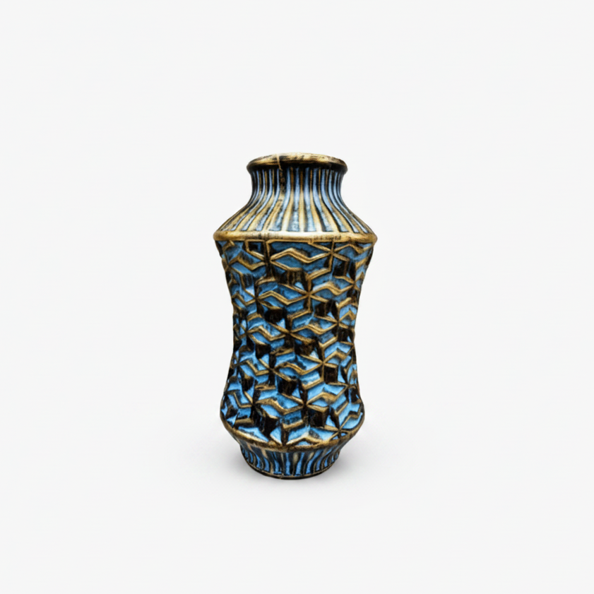 Luxury Blue & Gold Textured Vase