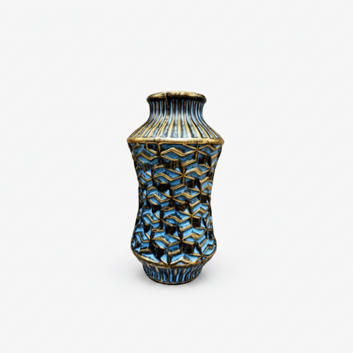 Luxury Blue & Gold Textured Vase