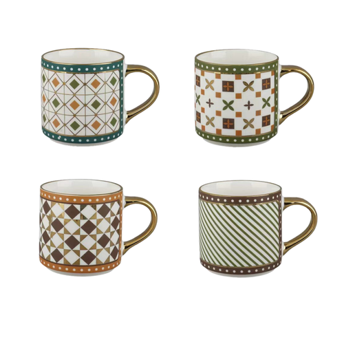Vintage Moroccan Geometric Ceramic Mug