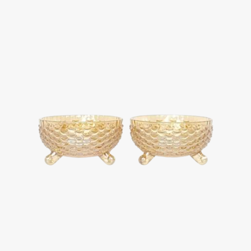 Modern Glass 4 Inch Amber Crystal Bowl Set of 6
