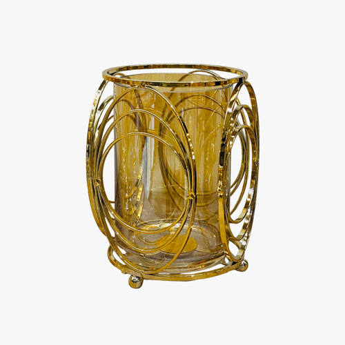Modern Gold Oval Ring Pillar Candle Holder