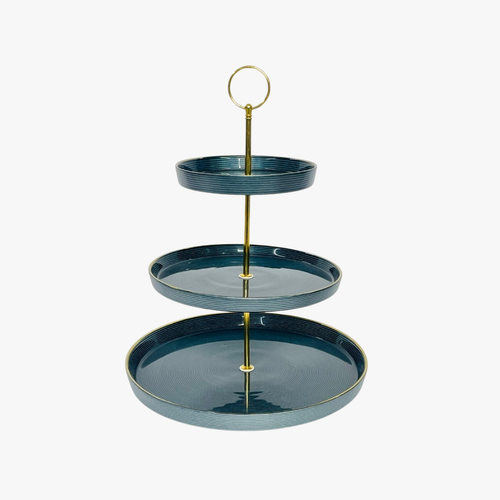 Royal Ocean Textured 3 Tiered Ceramic Platter
