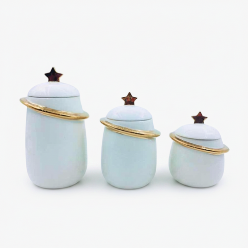 Celestia Saturn Ceramic Canister Set of 3