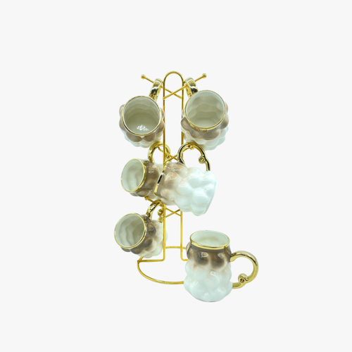 Luxury Tea & Coffee Cup Set with Gold Accents Set of 6
