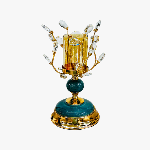 Imperial Teal & Gold Crystal Branch Candle Holder