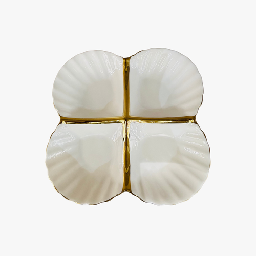 Elegant Gold Petal Divided Serving Tray