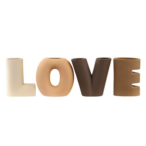 Elegant "LOVE" Sculptural Ceramic Vase Set 4 Piece