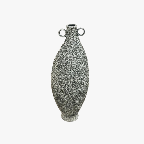 Elegant Charcoal & Cream Textured Vase