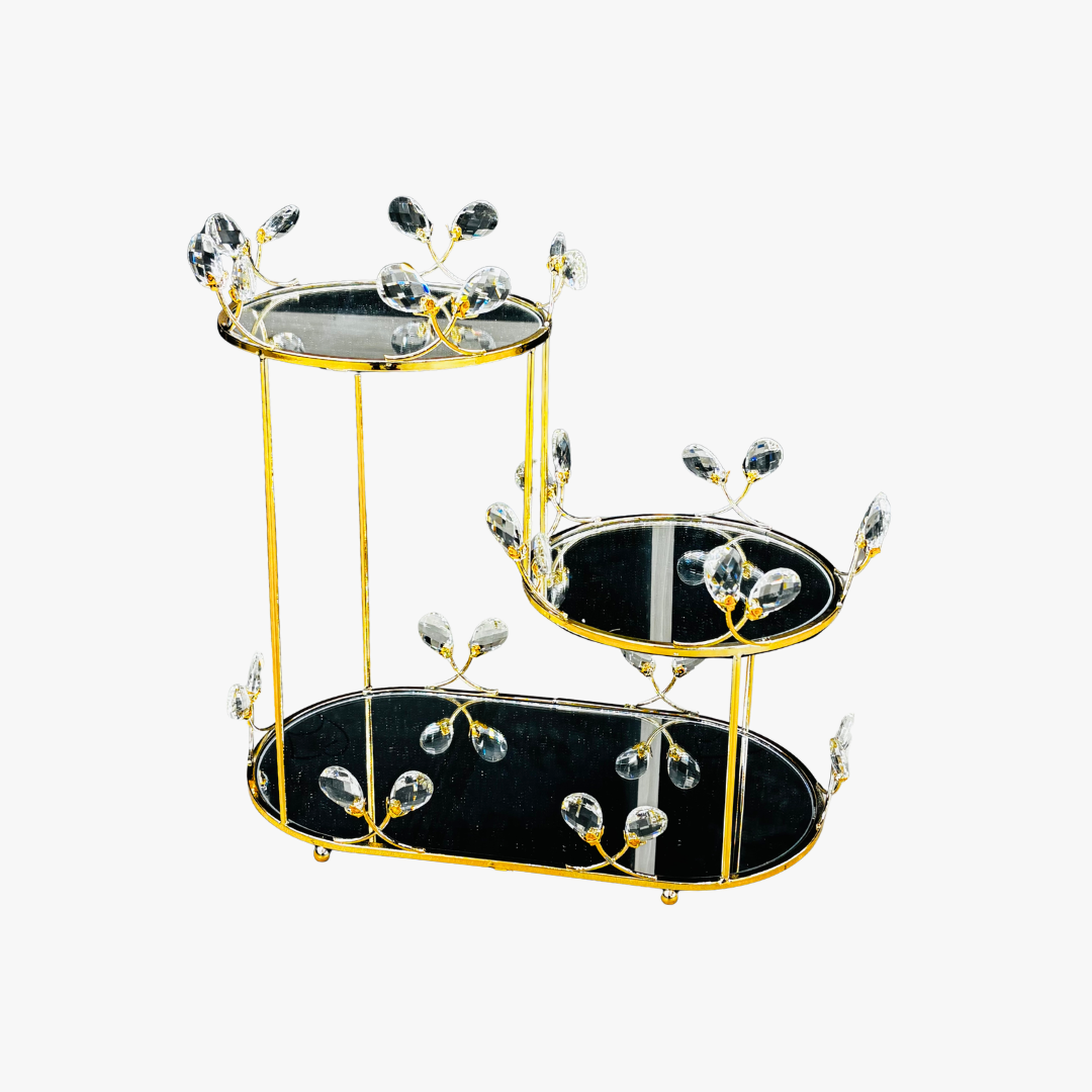 Luxury Gold 3 Tier Mirrored Vanity Tray