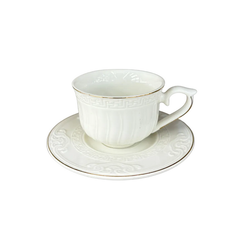 Elegant Geometric Pattern Cup & Saucer Set 12 Piece