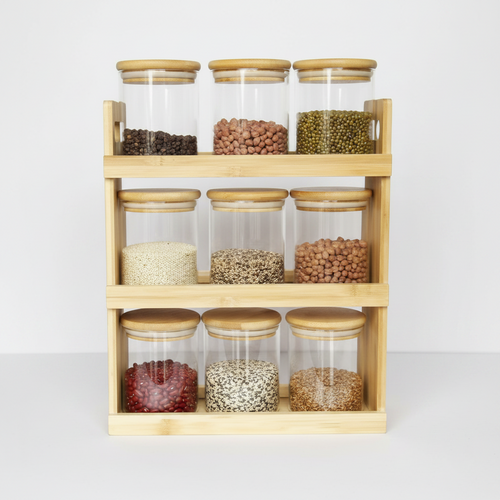 Natura Grid 3-Tier Bamboo Spice Rack Organizer