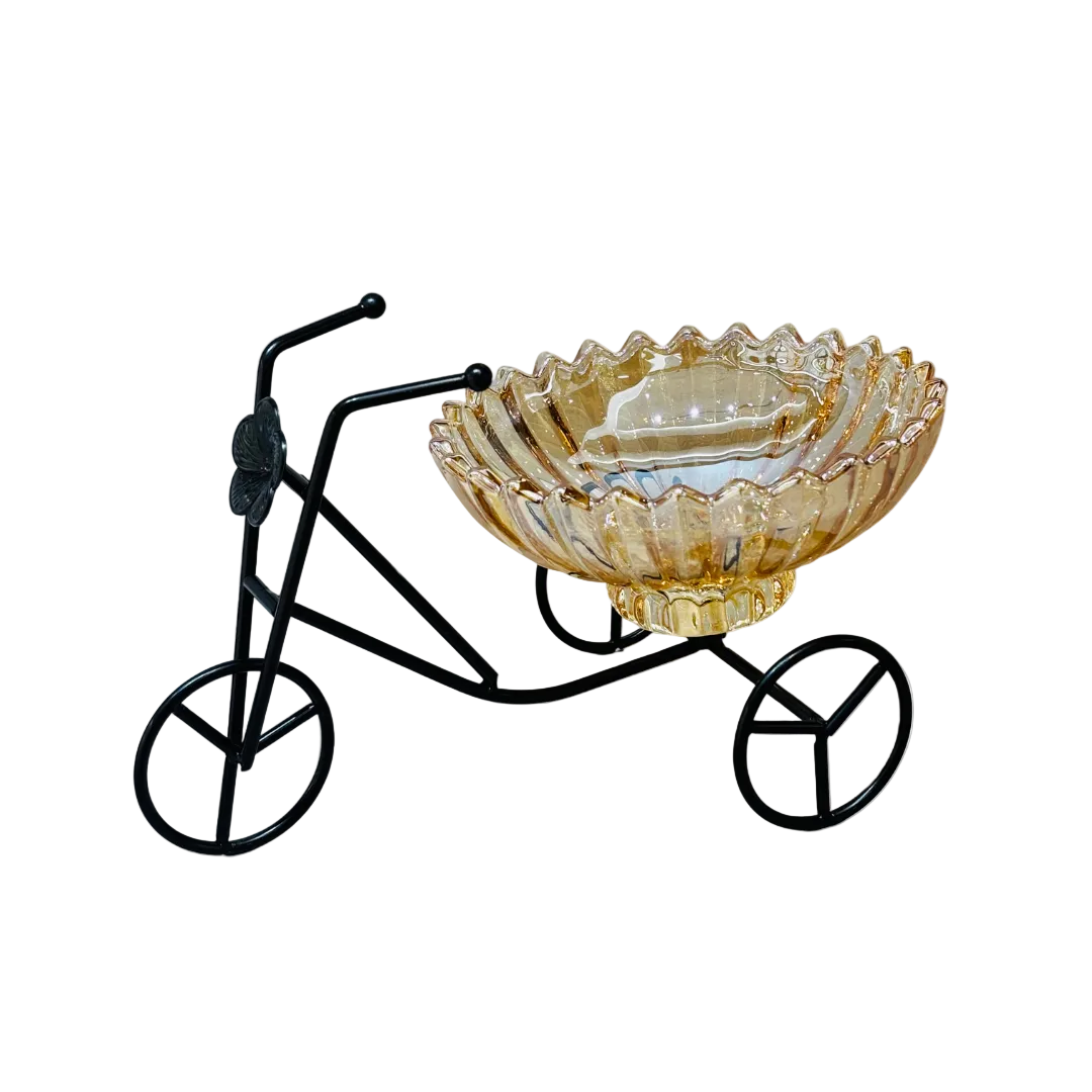 Vintage Amber Glass Tricycle Stand