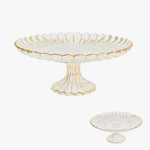 Elegant Gold-Edge Crystal Serving Platter