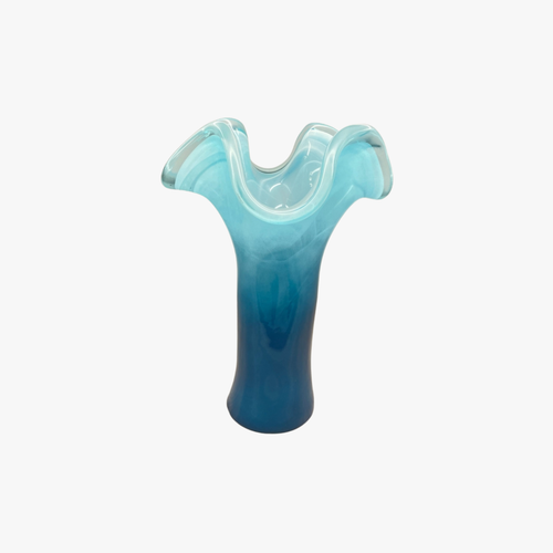 Azure Blue Wave Glass Vase