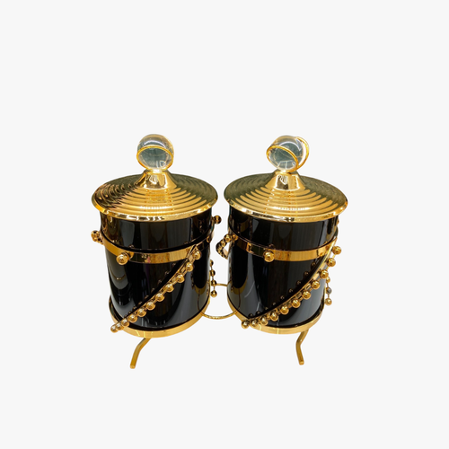 Black & Gold Dual Jar Canister Set of 2