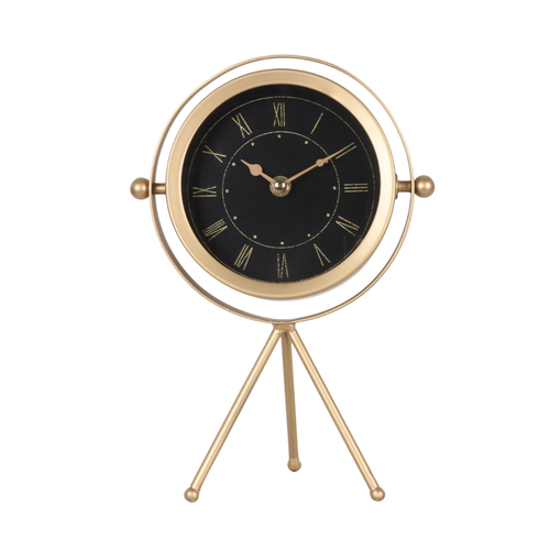 Aethel Modern Gold Metal Tripod Table Clock