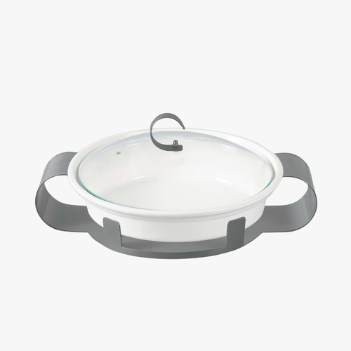 Minimalist Ceramic Chafing Dish with Glass Lid & Stand