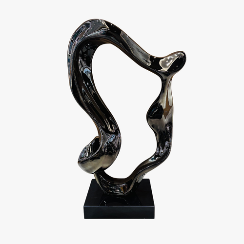 Elegant Black Obsidian Loop Sculpture