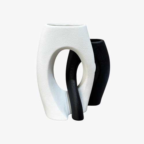 Duality Black & White Sculptural Vase Set of 2