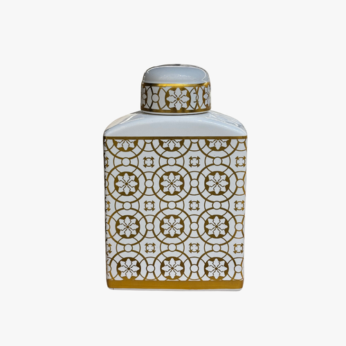 Imperial Gold Geometric Lattice Temple Jar