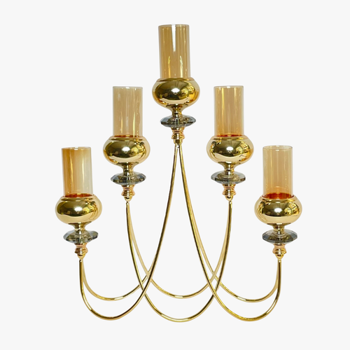 Elegant 5 Gold Tiered Tapered Candle Holder