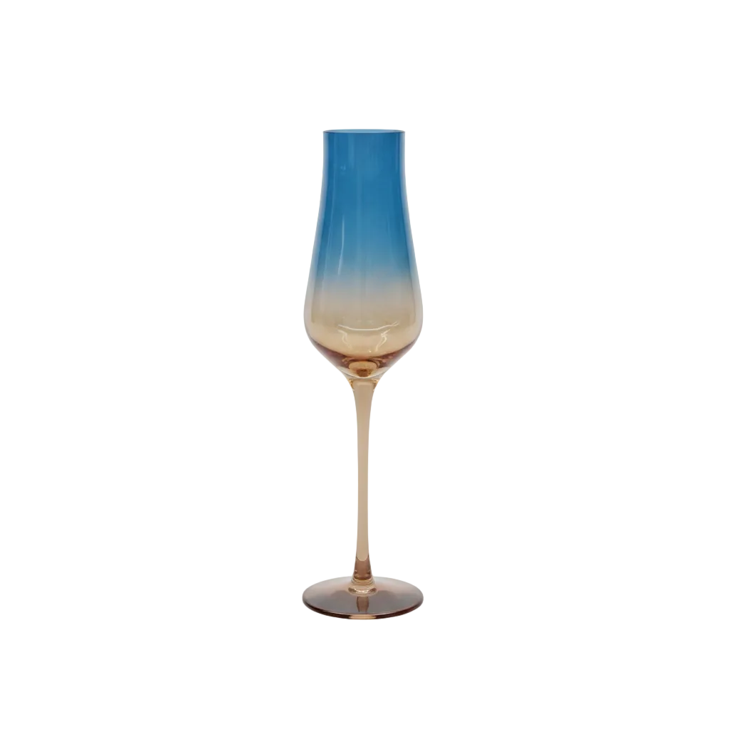 Azure Blue Champagne Glasses Set of 6