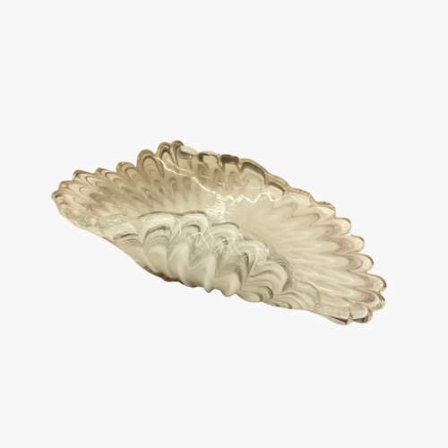 Elegant Cream & Taupe Glass Ripple Centerpiece