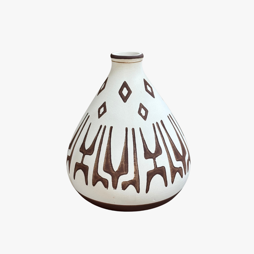 Minimalist Tribal Textured Bulbous Pattern Vase