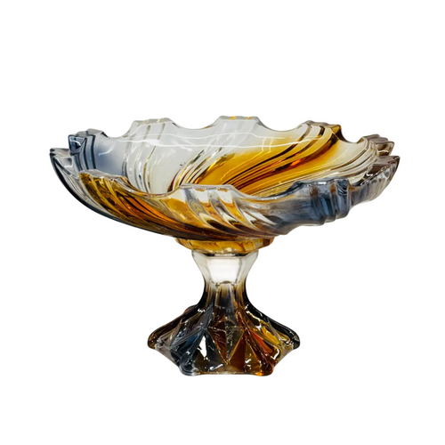 Amber & Smoke Rotational Glass Pedestal Bowl