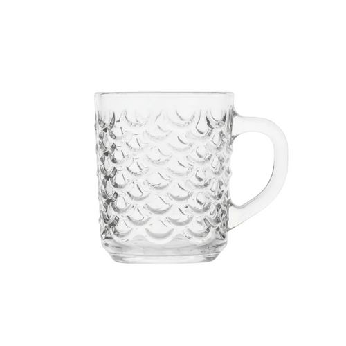 Geometric Textured Glass Mug Set of 6
