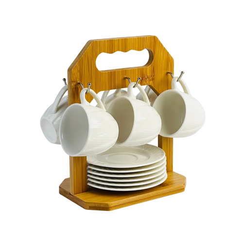 Elysian Morning Tea Set with Wooden Stand Set of 6