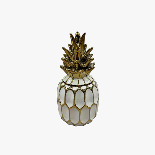 Elegant Gilded Pineapple Ceramic Jar with Lid