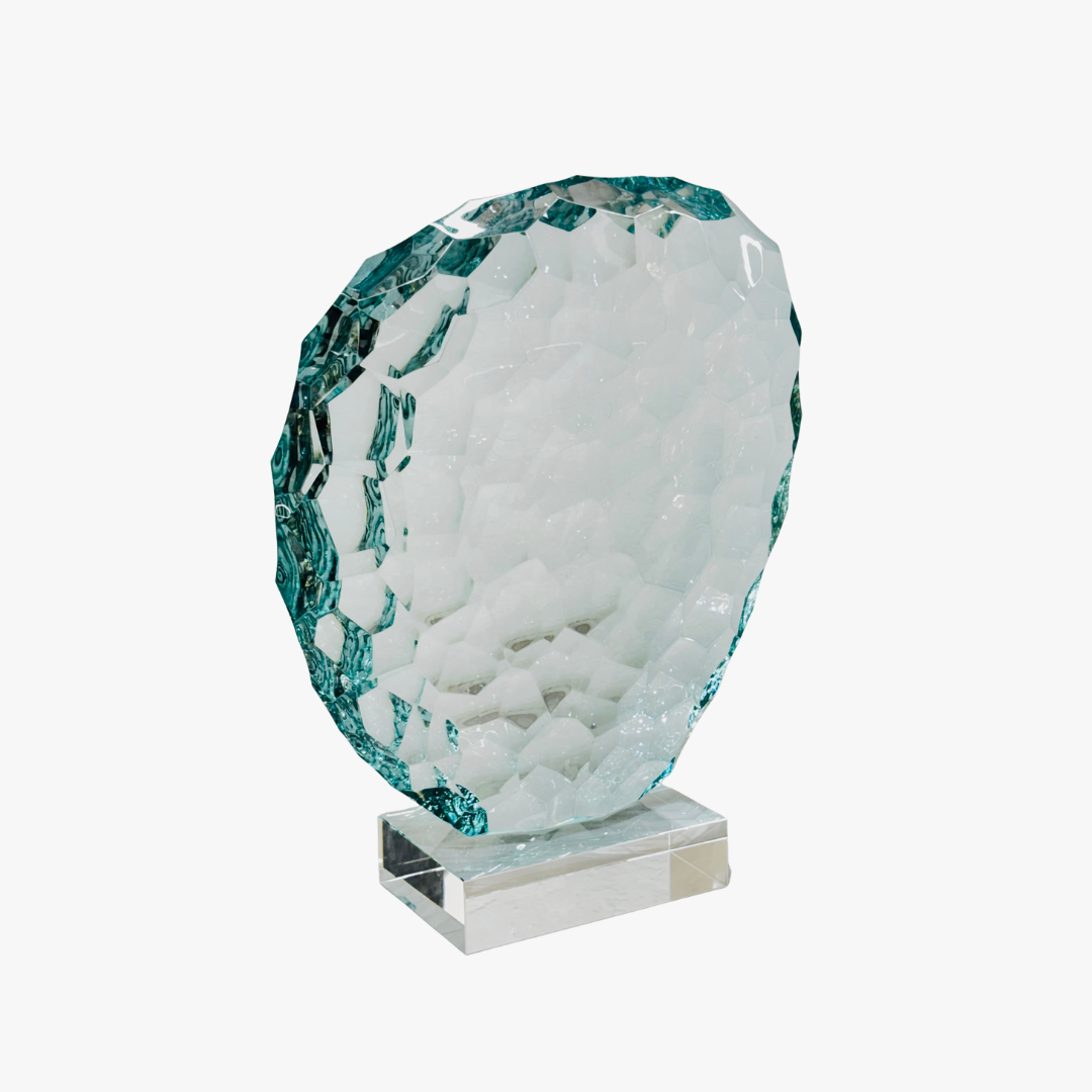 Glacier Frost Textured Glass Showpiece