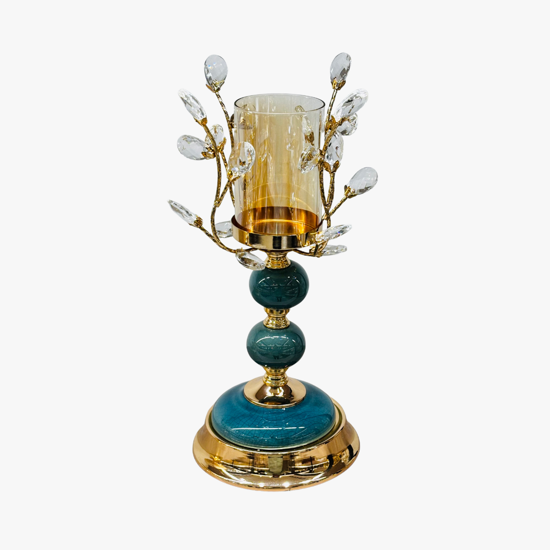 Elegant Emerald Glaze Pillar Candle Holder