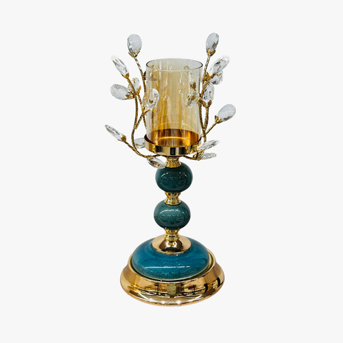 Elegant Emerald Glaze Pillar Candle Holder