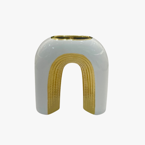 Elegant Arch Vase White and Gold