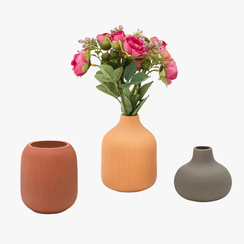 Minimalist Multicolor Ceramic Vase Set of 3