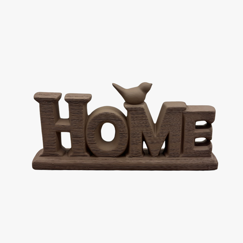 Elegant "HOME" Word Block with Perched Bird