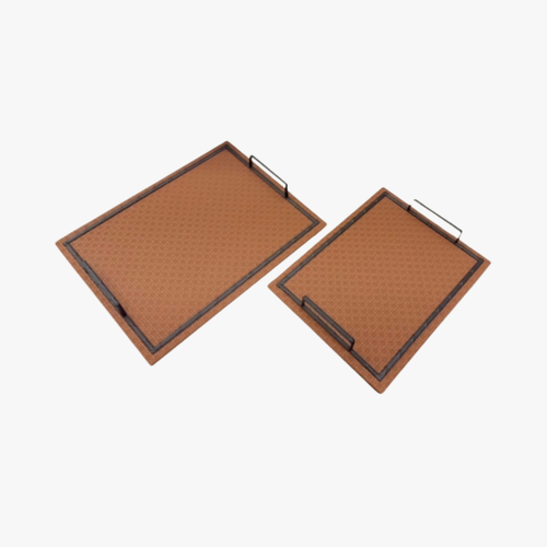 Modern Woven Textured Serving Tray Set of 2