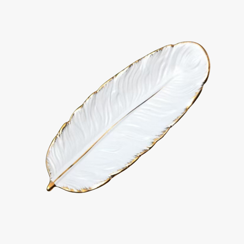 Elegant Quill White Feather Tray Set of 3