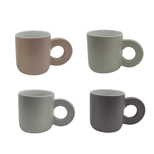 Chunky Doughnut Handle Ceramic Coffee Mugs